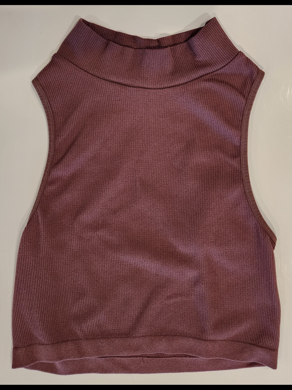 Bozzolo Mauve Ribbed Mock Neck Crop Tank Soft Stretchy Women's Small/Medium